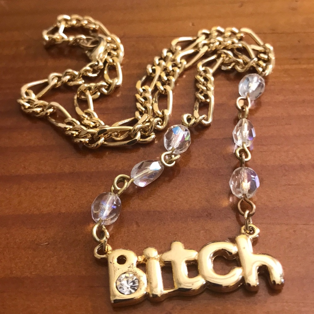 Basic Bitch Gold Choker Chain Necklace OOAK